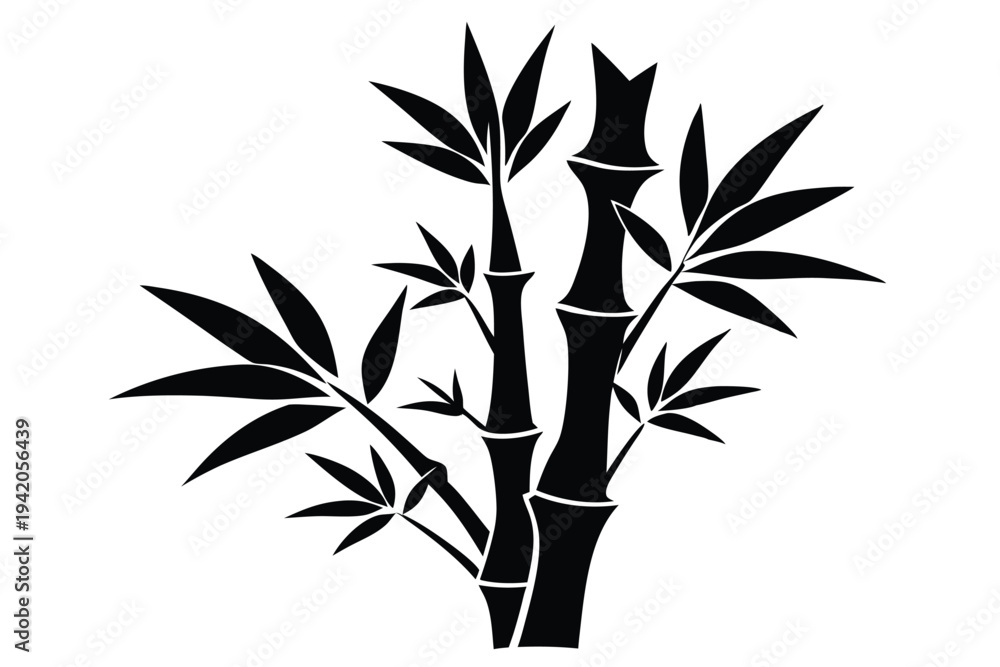 Obraz premium bamboo shoot silhouette line art vector illustration with a white background