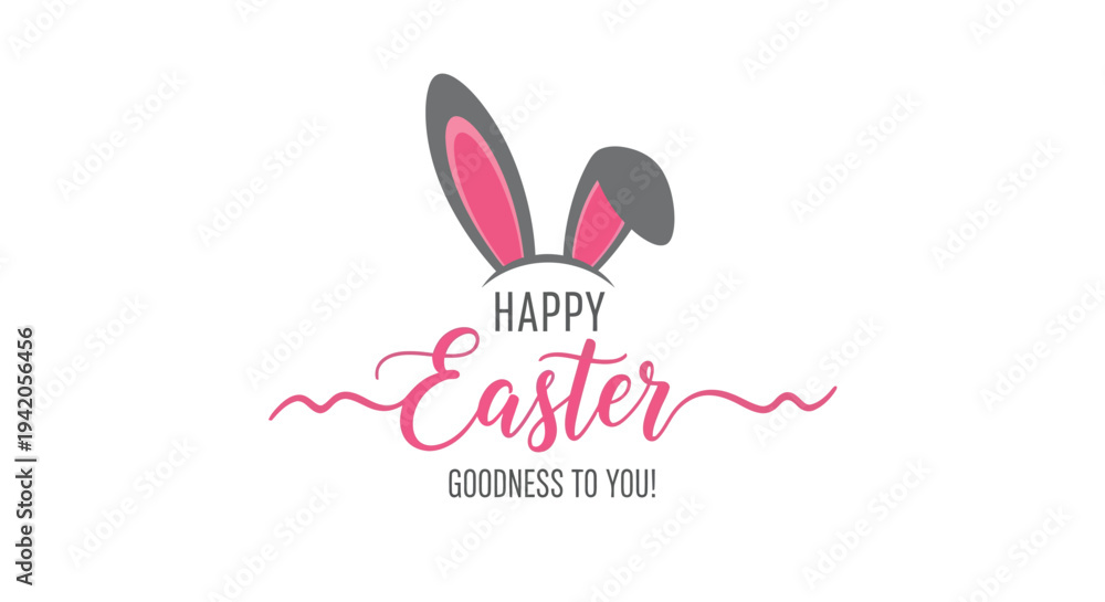 Fototapeta premium The bunny ears graphic marks the happy Easter holiday event.