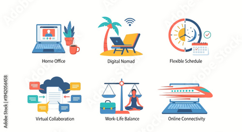 Modern work concepts for business professionals and digital nomads