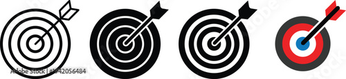 Archery targets with arrows illustrating accuracy and precision in hitting the bullseye