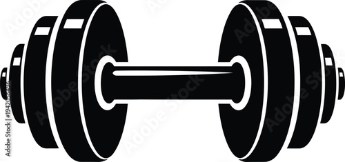 Dumbbell Glyph Icon Fitness Workout Illustration Logo on White Background