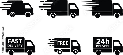 Free and fast delivery black icon set 