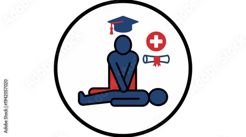 CPR training and medical first aid certification concept icon