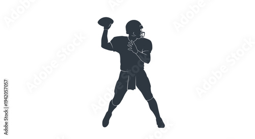 Vector American football player throwing ball silhouette