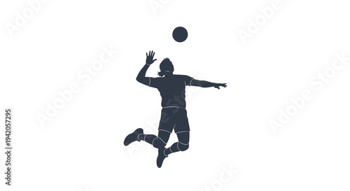 Vector illustration of a man playing volleyball in mid-air