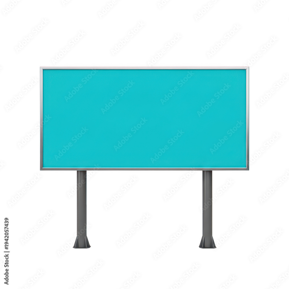 Obraz premium A rectangular bus stop sign with turquoise background and black text