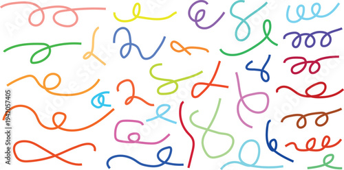 Multicolored squiggles on white background