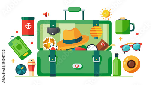 Travel preparation and packing concept with luggage and passport.eps