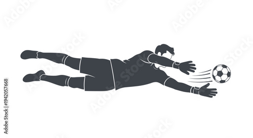 Vector illustration of a soccer goalkeeper diving to catch a ball