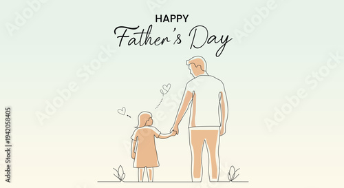 Father and daughter holding hands together in a heartwarming illustration celebrating father's day