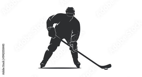 Vector silhouette of a hockey player in action