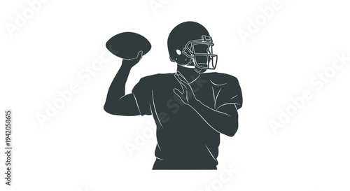 Vector illustration of a black American football player throwing a ball