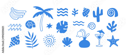 Marine sea elements in a naive style