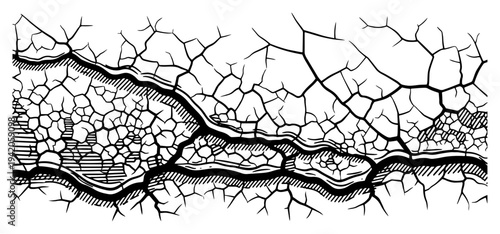 Intricate pattern of deep cracks resembling dry earth or organic skin structure
