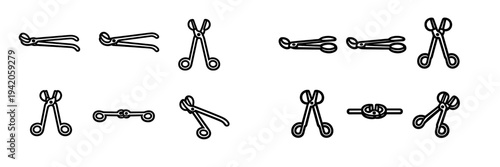 Set of Surgical Scissors and Medical Forceps for Healthcare and Surgery Equipment Design Isolated on White Background