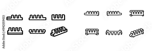 Set of toe separator icons for pedicure and foot care spa treatments isolated on white background