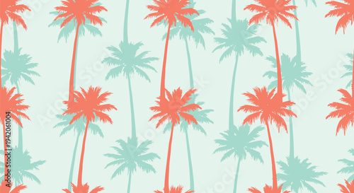 Palm tree pattern vector, tropical palm trees design