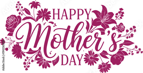 Happy mother's day greeting card with floral design