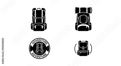 Wild Trail Gear Pack – Minimal Outdoor Equipment Silhouette Logo Set