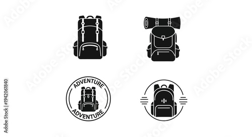 Wild Trail Gear Pack – Minimal Outdoor Equipment Silhouette Logo Set