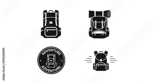 Wild Trail Gear Pack – Minimal Outdoor Equipment Silhouette Logo Set