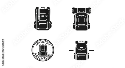 Wild Trail Gear Pack – Minimal Outdoor Equipment Silhouette Logo Set