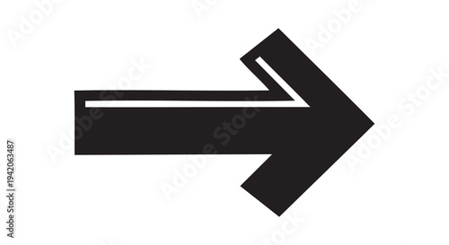Black right arrow vector illustration, flat design symbol