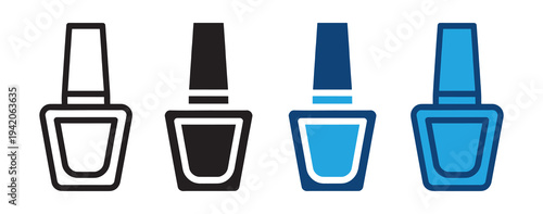 Nail Polish Bottle Icon Set Beauty Salon, Manicure, and Cosmetic Vector Symbols