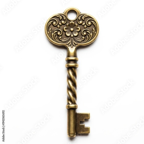 Wallpaper Mural Intricate antique brass key with ornate bow design and detailed engravings Torontodigital.ca
