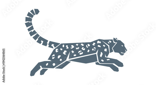 Vector cheetah icon, grey animal silhouette