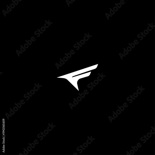 Minimalist White Stylized Letter F Logo Vector Graphic on Black Background for Modern Branding, Technology, or Sports Design Projects