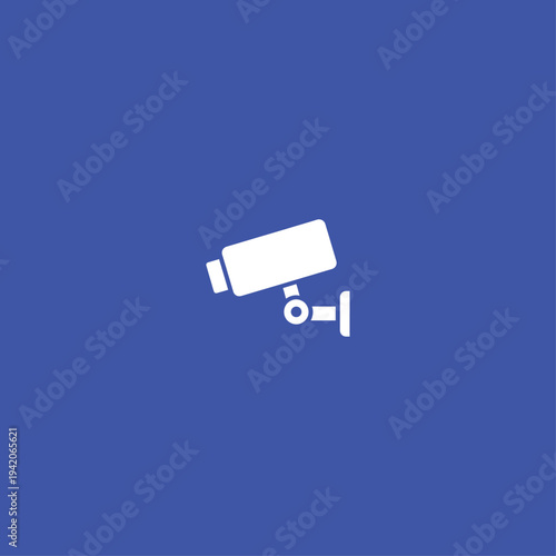 White CCTV Security Camera Icon Vector Illustration on Blue Background for Surveillance, Safety, and Protection Designs
