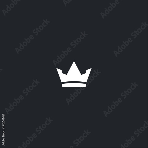 Minimalist White Crown Vector Icon on Dark Gray Background for Royalty, Luxury, and Success Concepts – Modern Graphic Design Element for Branding and Web