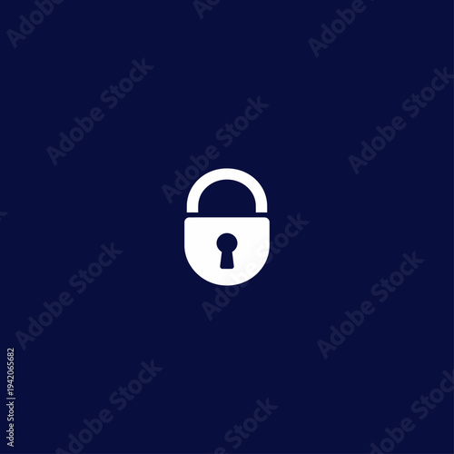 White Padlock Icon Vector Illustration for Security, Privacy, and Locked Content on Dark Blue Background, Ideal for Websites and Apps