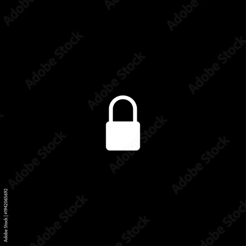 Simple White Padlock Icon Vector Illustration on Black Background for Security, Privacy, Lock, Unlock, and Protection Concepts