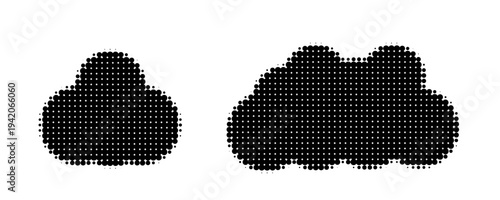 Dot halftone clouds pattern, gradient smoke