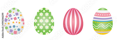 Colorful Decorative Easter Eggs with Patterns – Cute Spring Holiday Egg Vector Set