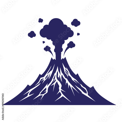 erupting volcano with smoke and ash clouds natural disaster illustration  volcanic activity