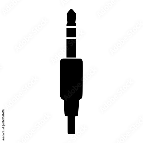 Audio jack plug connector black silhouette icon 