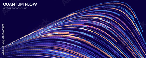 Quantum Particle Wave Data Stream Technology Background. For AI and Technology Concept. Vector Illustration.