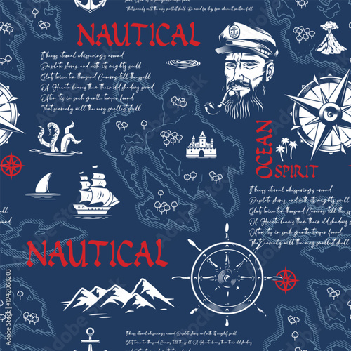 Nautical patterns on fabric