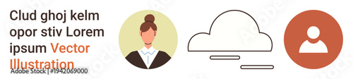 User identification, cloud computing, networking, data storage, communication, digital profiles. Profile image, cloud icon user avatar icon. User identification and cloud computing concept