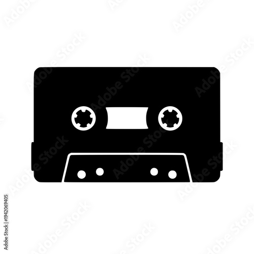 Retro cassette tape abstract concept black white icon 