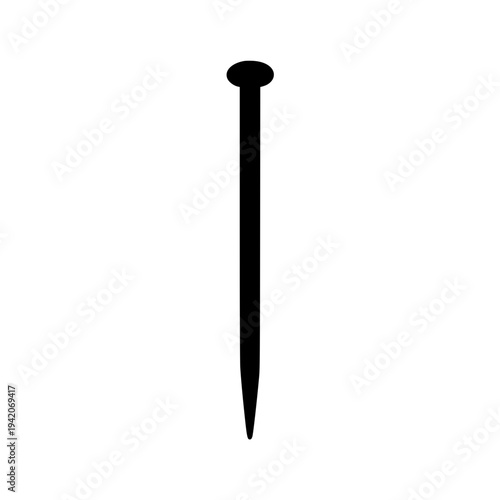 Iron nail fastener black white icon