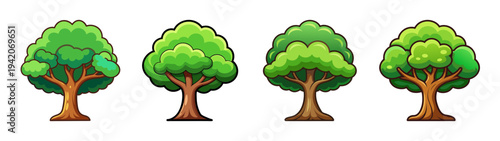 Cartoon tree vector illustration set for game assets and graphic design projects download now free