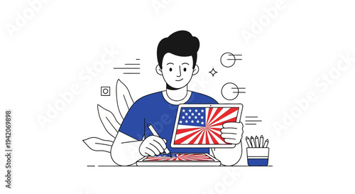 Person working with tablet graphics concept illustration