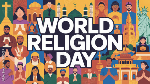 Diverse People Celebrating World Religion Day Together.