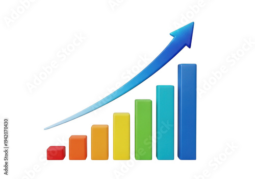 Free Download Vibrant bar chart with upward trend arrow isolated on transparent background - GFXLoad