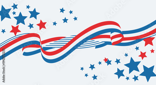 Abstract design with star elements and ribbon