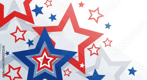 Abstract starburst composition red blue and white shapes vector graphic design elements